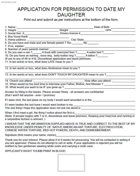 dating site application form